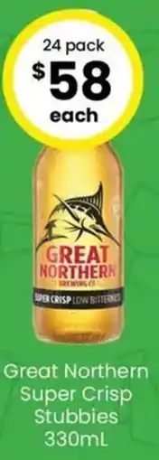 The Bottle O Great Northern Super Crisp Stubbies offer