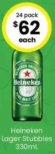 The Bottle O Heineken Lager Stubbies offer