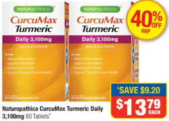 Direct Chemist Outlet Naturopathica CurcuMax Turmeric Daily 3,100mg offer