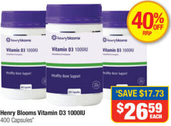 Direct Chemist Outlet Henry Blooms Vitamin D3 1000IU offer