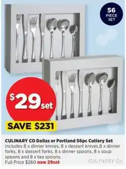 Spotlight Culinary Co Dallas or Portland 56pc Cutlery Set offer