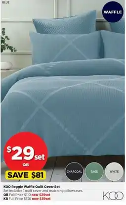 Spotlight KOO Reggie Waffle Quilt Cover Set offer