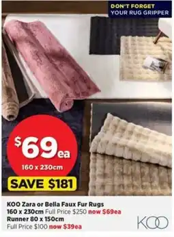 Spotlight KOO Zara or Bella Faux Fur Rugs offer