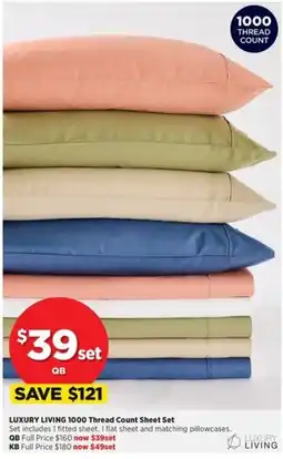 Spotlight Luxury Living 1000 Thread Count Sheet Set offer