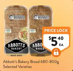 Foodworks Abbott's Bakery Bread Selected Varieties offer