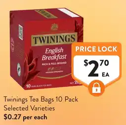 Foodworks Twinings Tea Bags 10 Pack Selected Varieties offer