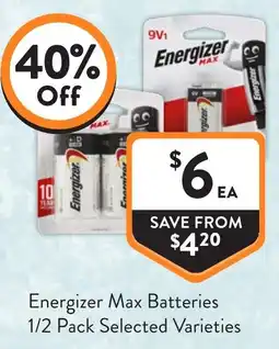 Foodworks Energizer Max Batteries offer