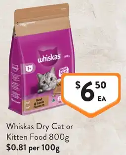 Foodworks Whiskas Dry Cat or Kitten Food offer
