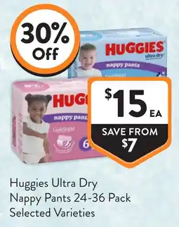 Foodworks Huggies Ultra Dry Nappy Pants Selected Varieties offer