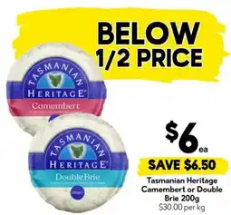 Drakes Tasmanian Heritage Camembert or Double Brie offer