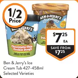 Foodworks Ben & Jerry's Ice Cream Tub offer