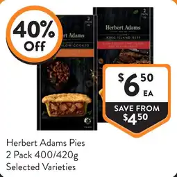 Foodworks Herbert Adams Pies offer