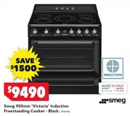 Harvey Norman Smeg 900mm 'Victoria' Induction Freestanding Cooker - Black offer
