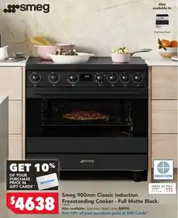Harvey Norman Smeg 900mm Classic Induction Freestanding Cooker - Full Matte Black offer