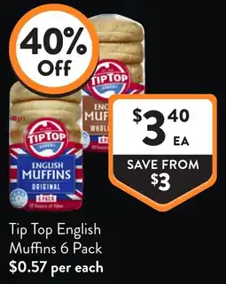 Foodworks Tip Top English Muffins offer
