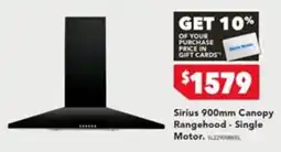 Harvey Norman Sirius 900mm Canopy Rangehood - Single Motor offer
