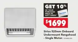 Harvey Norman Sirius 520mm Onboard Undermount Rangehood - Single Motor offer