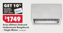 Harvey Norman Sirius 850mm Onboard Undermount Rangehood - Single Motor offer