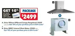Harvey Norman Sirius 900mm Offboard Canopy Rangehood offer