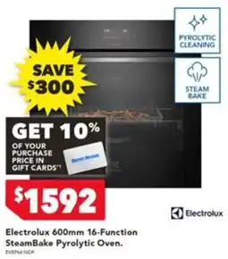 Harvey Norman Electrolux 600mm 16-Function SteamBake Pyrolytic Oven offer
