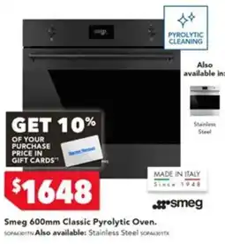 Harvey Norman Smeg 600mm Classic Pyrolytic Oven offer