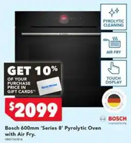 Harvey Norman Bosch 600mm 'Series 8' Pyrolytic Oven with Air Fry. offer