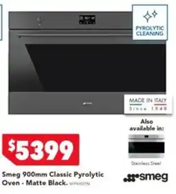 Harvey Norman Smeg 900mm Classic Pyrolytic Oven - Matte Black offer