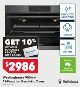 Harvey Norman Westinghouse 900mm 17-Function Pyrolytic Oven offer
