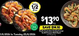 Drakes South Australian Cooked Large 16/20 Prawns (Deli Dept) offer