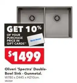 Harvey Norman Oliveri 'Spectra' Double-Bowl Sink - Gunmetal offer