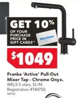 Harvey Norman Franke 'Active' Pull-Out Mixer Tap - Chrome Onyx offer