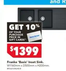 Harvey Norman Franke 'Basis' Inset Sink offer