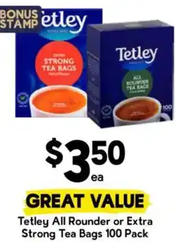 Drakes Tetley All Rounder or Extra Strong Tea Bags offer