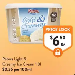 Foodworks Peters Light & Creamy Ice Cream offer