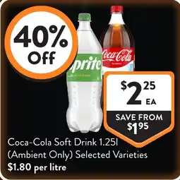 Foodworks Coca-Cola Soft Drink 1.25L offer