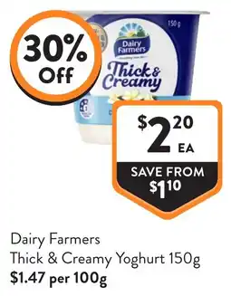 Foodworks Dairy Farmers Thick & Creamy Yoghurt offer