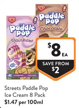 Foodworks Streets Paddle Pop Ice Cream 8 Pack offer
