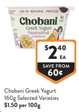 Foodworks Chobani Greek Yogurt offer