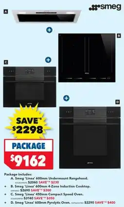 Harvey Norman Smeg 'Linea' 600mm Undermount Rangehood offer