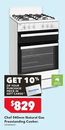 Harvey Norman Chef 540mm Natural Gas Freestanding Cooker offer
