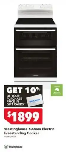 Harvey Norman Westinghouse 600mm Electric Freestanding Cooker offer