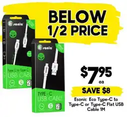 Drakes Esonic Eco Type-C to Type-C or Type-C Flat USB Cable 1M offer