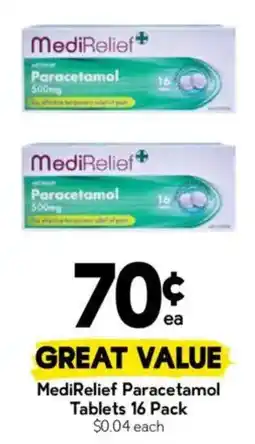 Drakes MediRelief Paracetamol Tablets offer