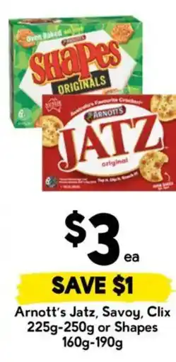 Drakes Arnott's Jatz, Savoy, Clix, Shapes offer