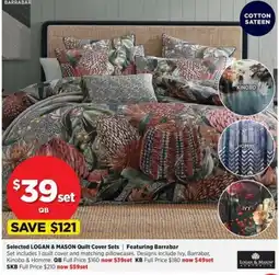 Spotlight Selected LOGAN & MASON Quilt Cover Sets Featuring Barrabar offer