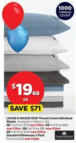 Spotlight Logan & Mason 1000 Thread Count Individual Sheets offer