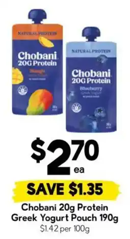 Drakes Chobani 20g Protein Greek Yogurt Pouch offer