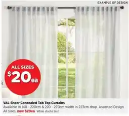 Spotlight VAL Sheer Concealed Tab Top Curtains offer