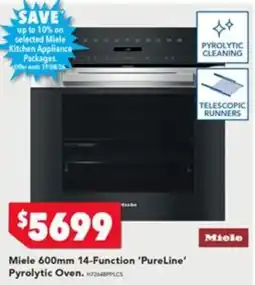 Harvey Norman Miele 600mm 14-Function 'PureLine' Pyrolytic Oven offer