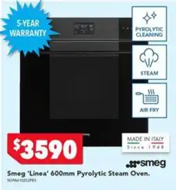 Harvey Norman Smeg 'Linea' 600mm Pyrolytic Steam Oven offer